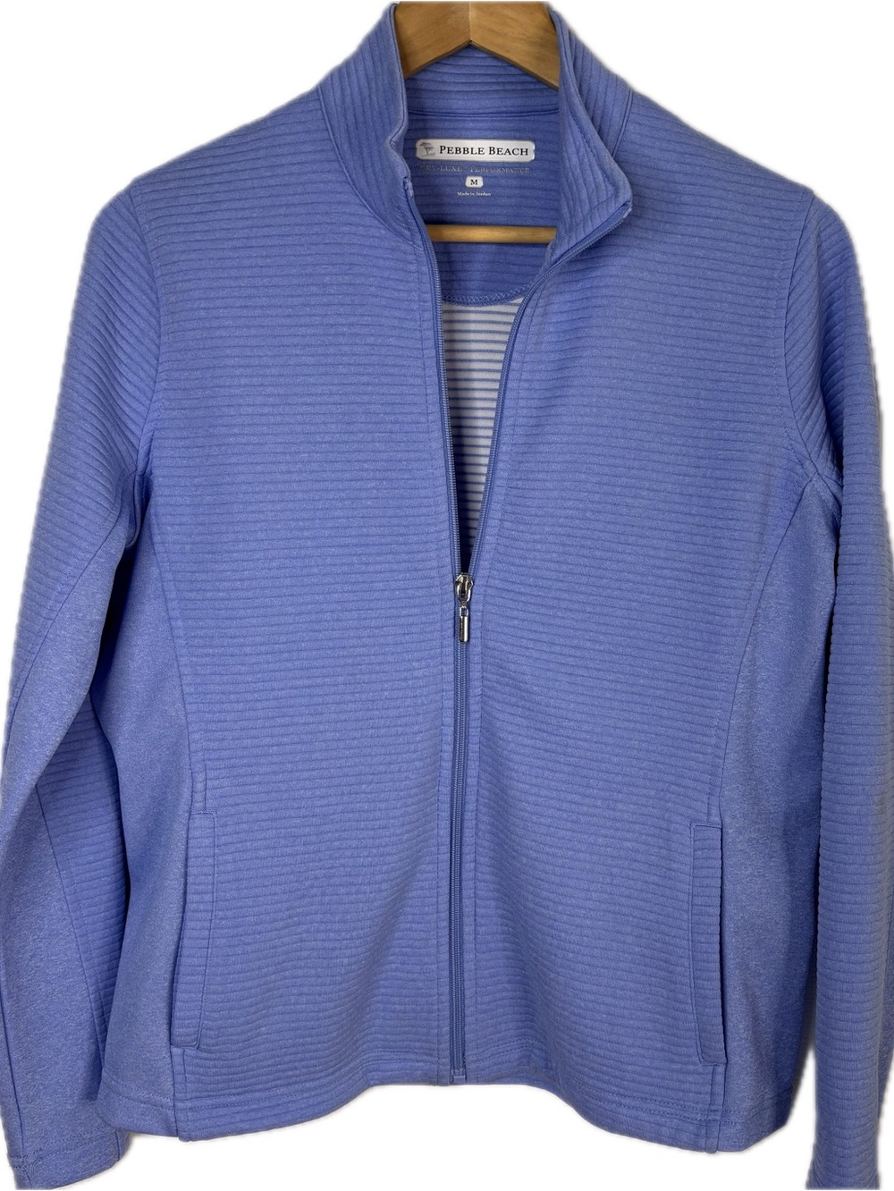 Pebble Beach Periwinkle Ribbed Full-Zip Jacket